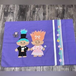 Vintage 1992 Treasure Trolls Purple Pillowcase Standard Size